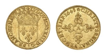 LOUIS XIII (1610-1643)
Gold shield with sun,...