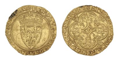 CHARLES VI (1380-1422)
Gold shield with crown....