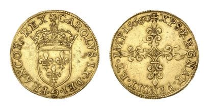 CHARLES IX (1560-1574)
Gold shield with sun....
