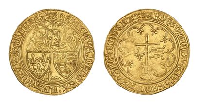HENRI VI (1422-1453)
Gold salute. Rouen (leopard)....