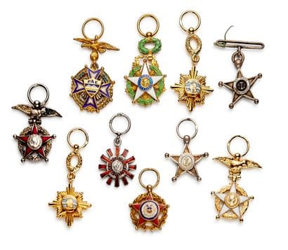 South America - Set of ten silver and enamel...