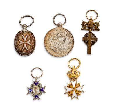 Holy See - Set of five silver miniatures:...
