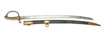 Sabre briquet allemand. 
Poignée en bronze,...