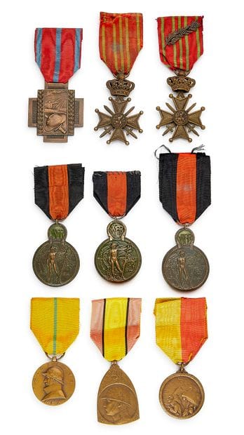 Belgium - World War I, set of nine: two patinated...