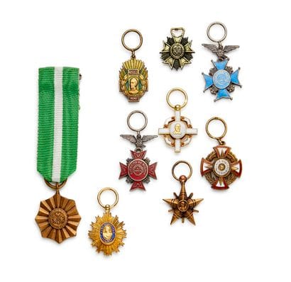 Central and South America - Set of nine silver...