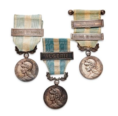 Three silver colonial medals of the first...