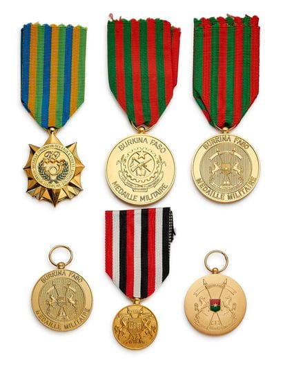 Burkina Faso - Set of six: four gold-plated...