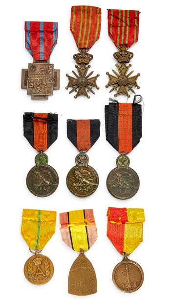 Belgium - World War I, set of nine: two patinated...