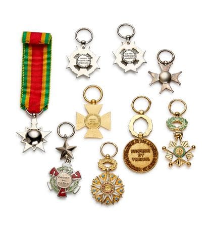 Africa - Set of nine silver and enamel miniatures:...