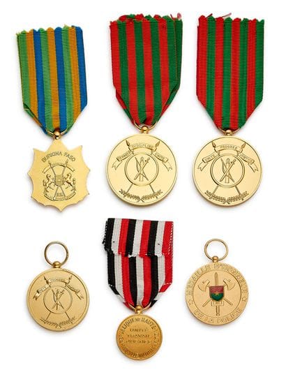 Burkina Faso - Set of six: four gold-plated...
