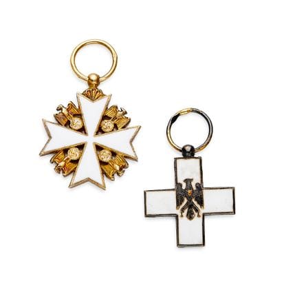 Germany - Set of two vermeil and enamel miniatures,...