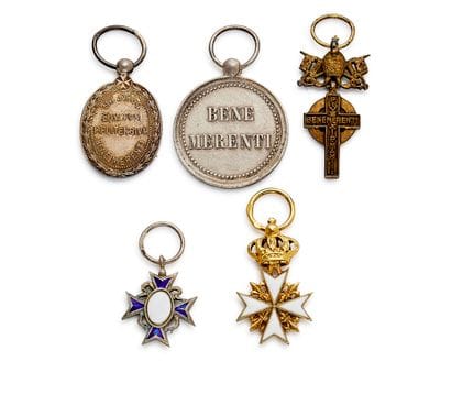 Holy See - Set of five silver miniatures:...
