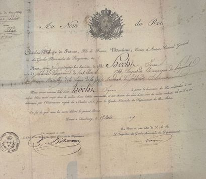 Décoration du Lys, lot de sept diplômes imprimés...