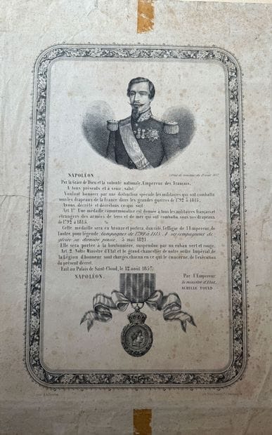 St. Helena Medal - Lithograph on paper reproducing...