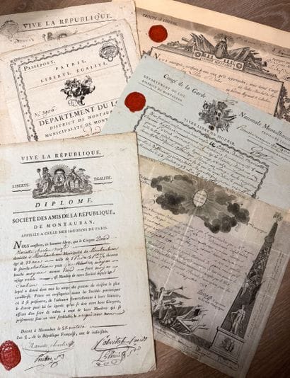 French Revolution, set of six documents:...
