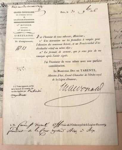 Légion d'honneur - Eight patents and documents:...