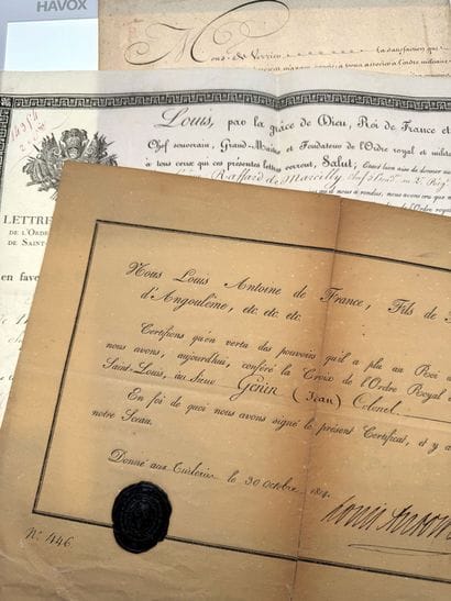Ordre de Saint-Louis - Set of three documents:...