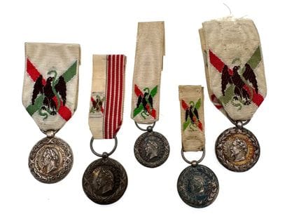Médaille du Mexique, lot de cinq réductions...