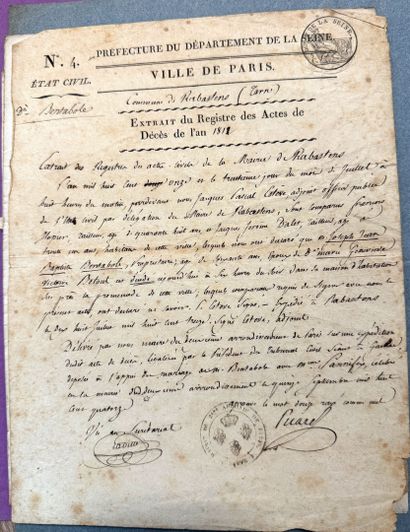 Restauration et XIXe siècle lot de dix documents...