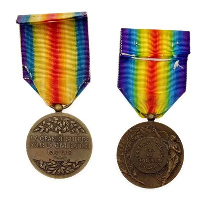 Première Guerre mondiale - Lot de deux médailles...