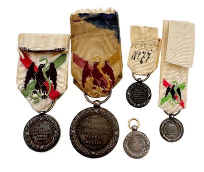 Médaille du Mexique, lot de cinq réductions...