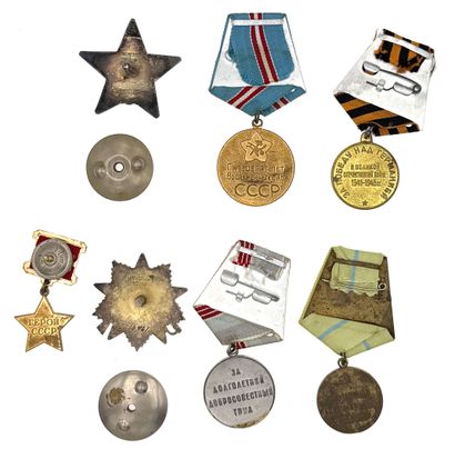 Russia, USSR - Lot of seven decorations in...