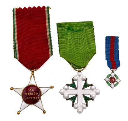 Royaume d'Italie - Lot de trois décorations...