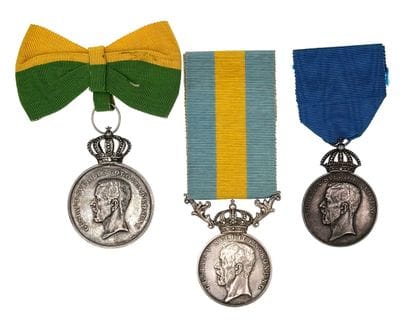 Suède - Lot de trois médailles : une médaille...