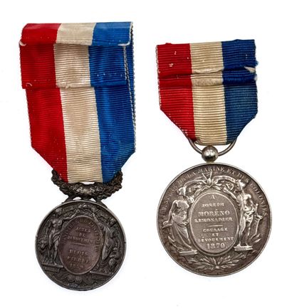 Second Empire - Lot de deux médailles d'honneur...