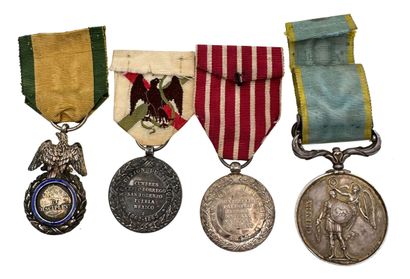 Second Empire, lot de quatre médailles en...