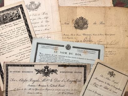 Décoration du Lys, lot de sept diplômes imprimés...