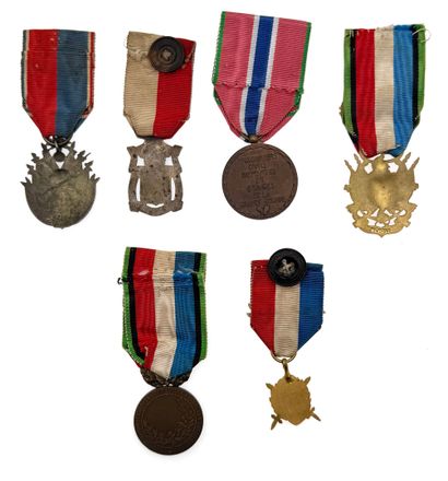 Première Guerre mondiale - Lot de six médailles...