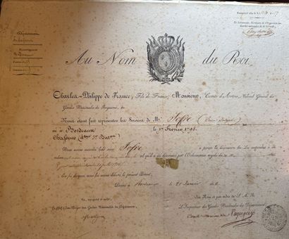 Décoration du Lys, lot de sept diplômes imprimés...
