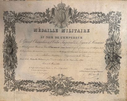Médaille militaire lot de cinq diplômes :...