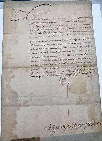 Ordre de Saint-Louis - Set of three documents:...
