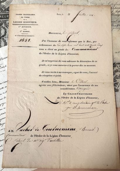 Légion d'honneur - Eight patents and documents:...