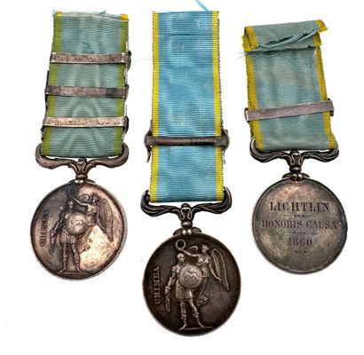Royaume-Uni - Lot de trois médailles de Crimée,...