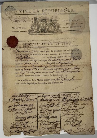 French Revolution, set of six documents:...