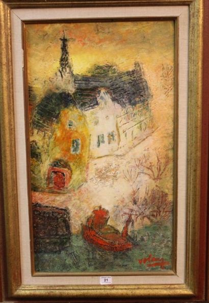 Ecole Moderne
Le petit port. Huile sur panneau,...
