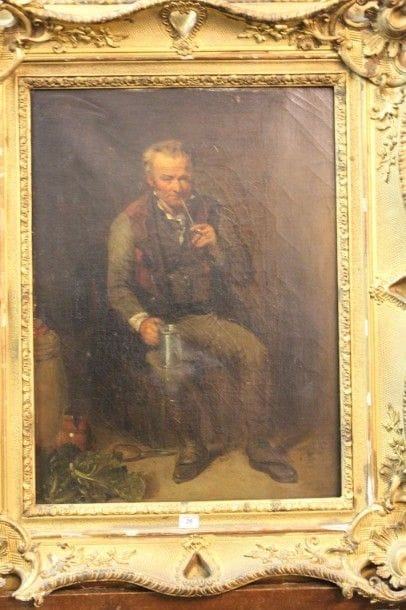 Ecole du XIXème siècle:
Fumeur assis à la...