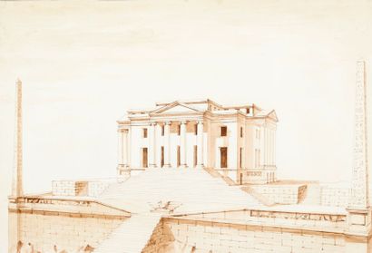 J.M. MURAZ
Projet architectural. Lavis, signé...