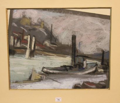 Adrien BAS (1884-1925)
Le pont, pastel signé...