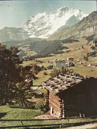 Le Mont-Blanc pris de Megève.
Autochrome...
