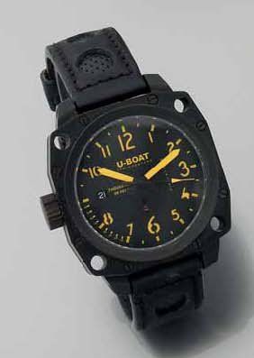 MONTRE-BRACELET d'homme en acier noirci,...