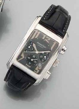 MONTRE-BRACELET d'homme en or gris, de forme...