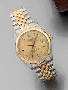 MONTRE-BRACELET d'homme, en or jaune et acier,...
