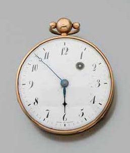 MONTRE DE POCHE à clé en or jaune, mouvement...