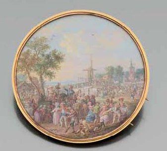 DRAGEOIR rond en écaille brune (accidentée),...