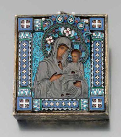 PETITE ICÔNE rectangulaire figurant la Vierge...