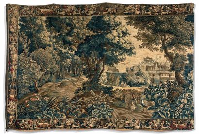 Grande tapisserie «verdure bleue» ornée d'un...